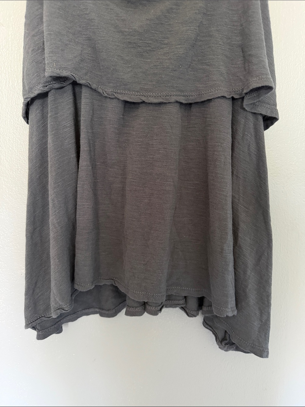 Kirra Charcoal Gray Boho Tiered Ruffle Tank Top - Strappy Open Back - Size Small - Picture 3 of 8